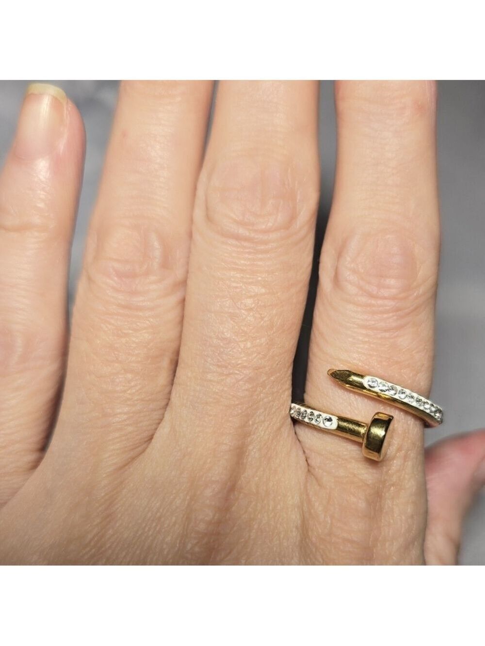 Gold and Silver Nail Design Ring - Picture 4 of 4